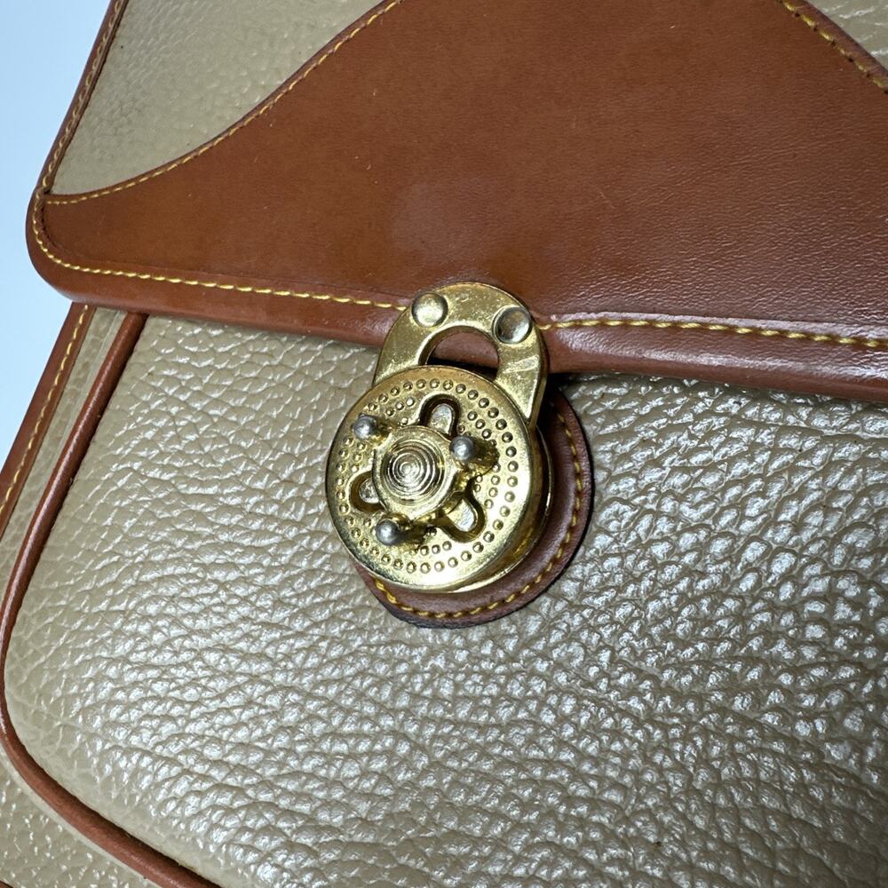 Vintage Korean Pebbled Leather Backpack Turn Lock Natural Tan Brown Stylish Cute - Picture 5 of 16
